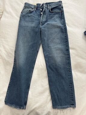 Agolde light blue denim loose straight jeans